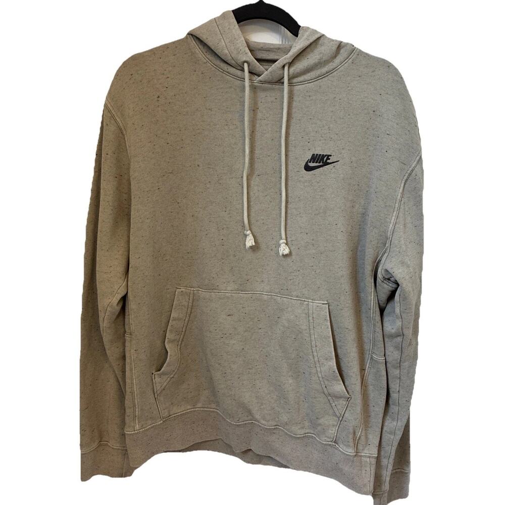 Nike Club Fleece Men’s Hoodie Small Beige Speckled Oatmeal Pullover Sweatshirt